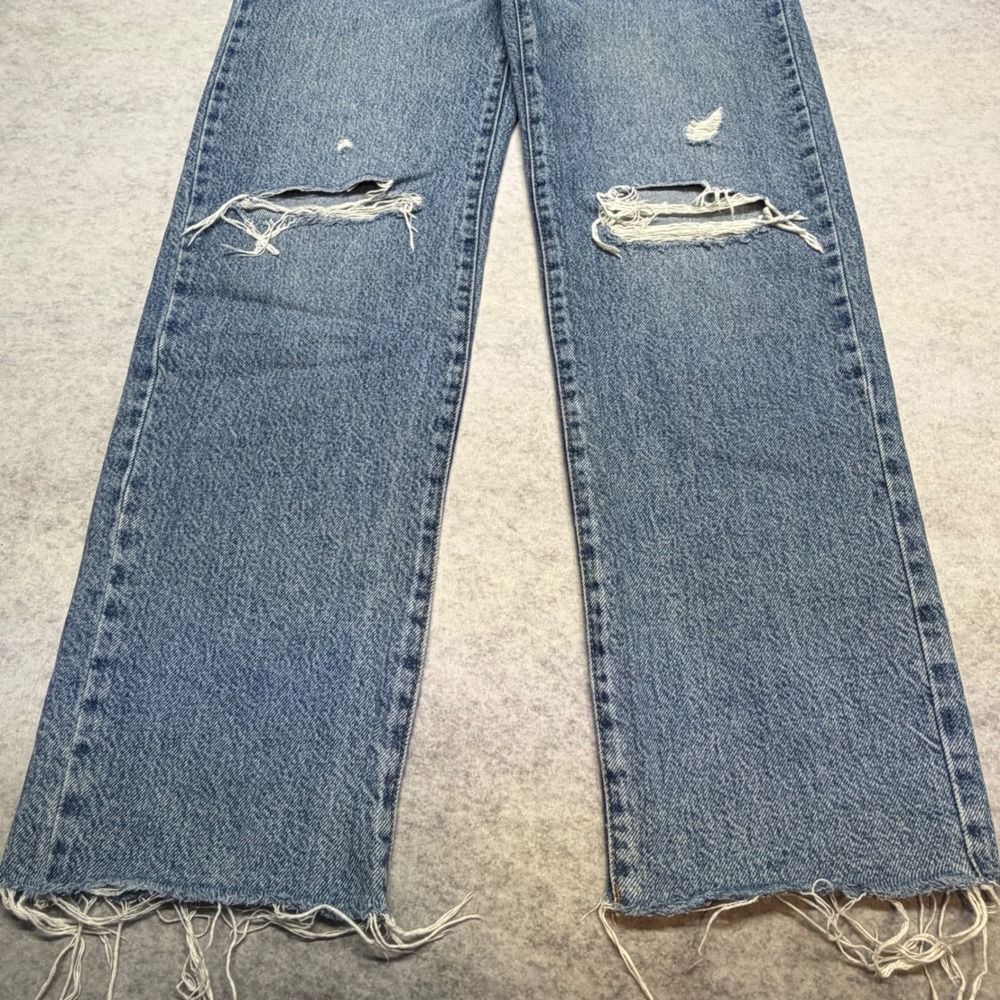 Cotton On Original Straight Jean High Waisted Distressed Blue Denim Size 0 - Picture 9 of 10
